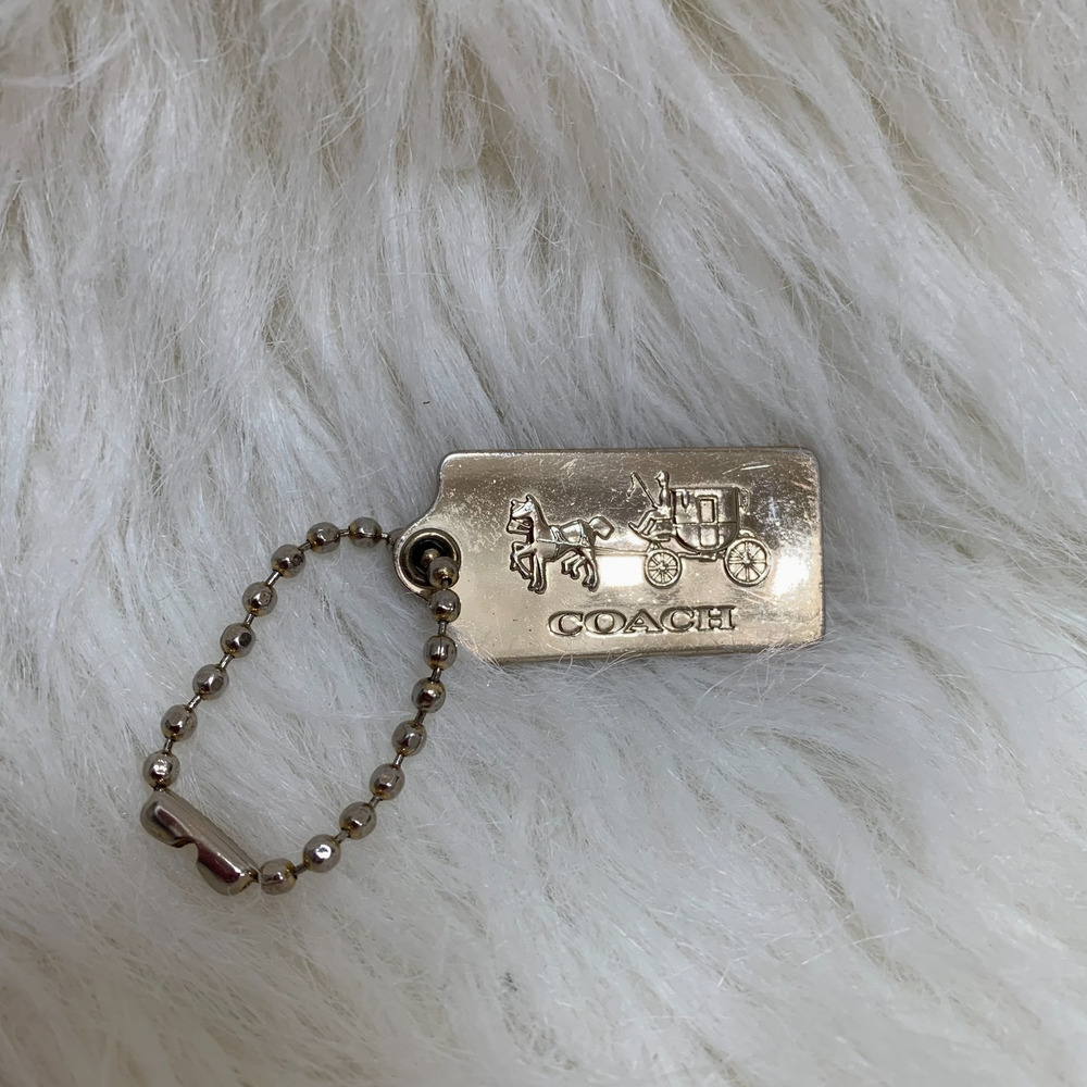 COACH Small Light Gold Metal Embossed Lozenge Purse Charm Hang Tag 1.25"